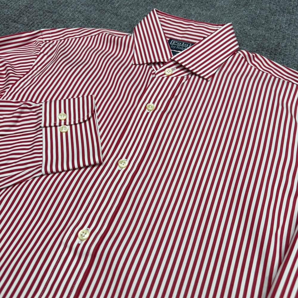 NWT Vtg Polo Ralph Lauren Estate Custom Fit Shirt Mens 15 M Red White Pinstriped